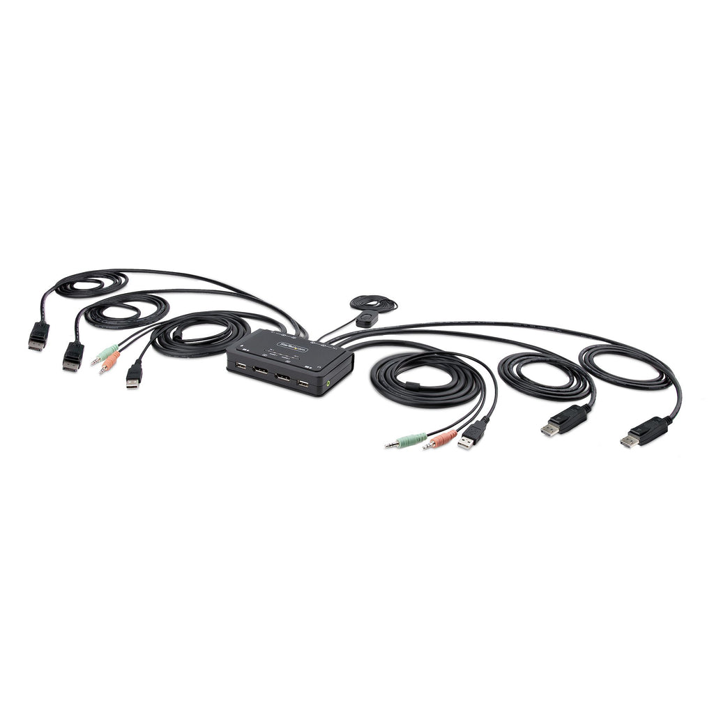 StarTech.com C2-DD46-UA2-CBL-KVM Commutateur KVM Double Écran DisplayPort 4K 60Hz, Clavier et Souris, Noir