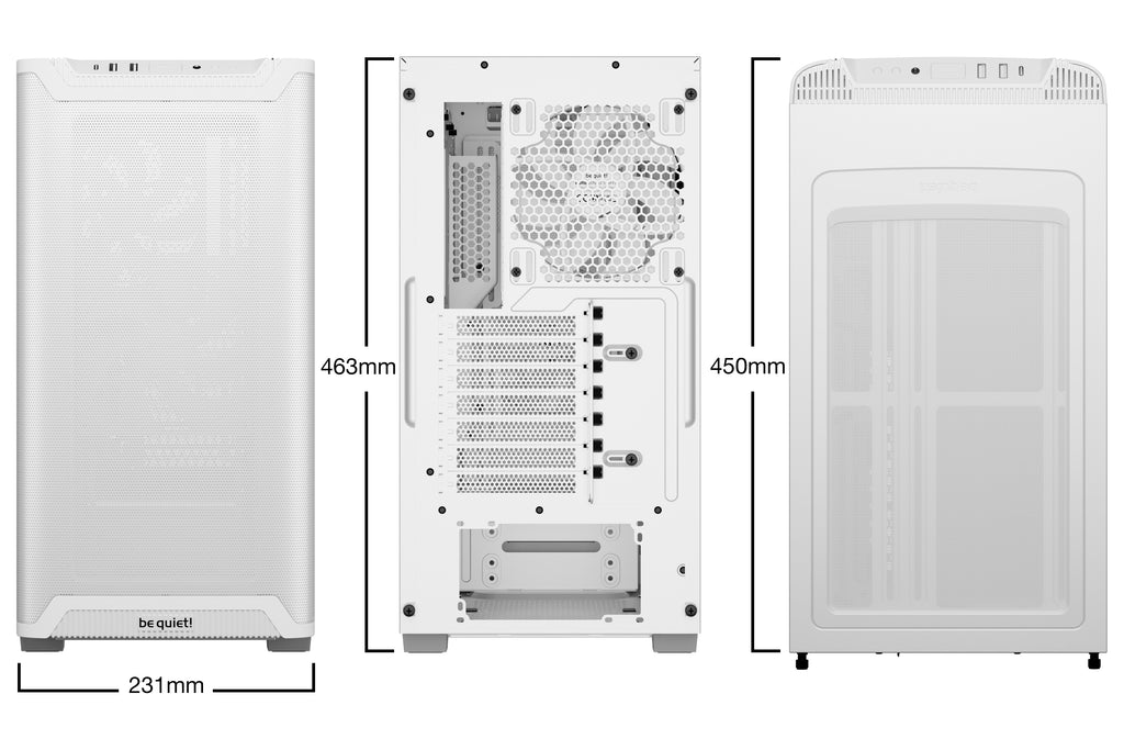 be quiet! Pure Base 501 Blanc | Boîtier PC vitré, Mini ATX / Micro ATX / ATX, 2 ventilateurs Pure Wings 3 140 mm PWM