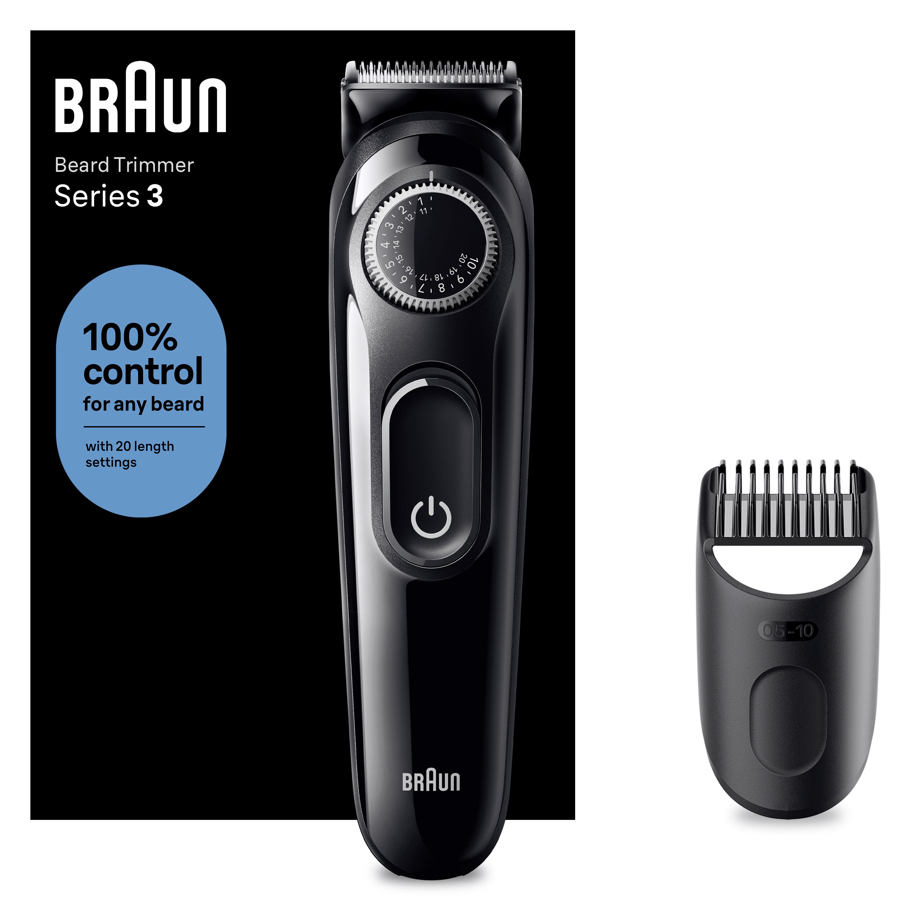 Braun BeardTrimmer 3 BT3400 tondeuse à barbe Batterie 20 1 cm Noir