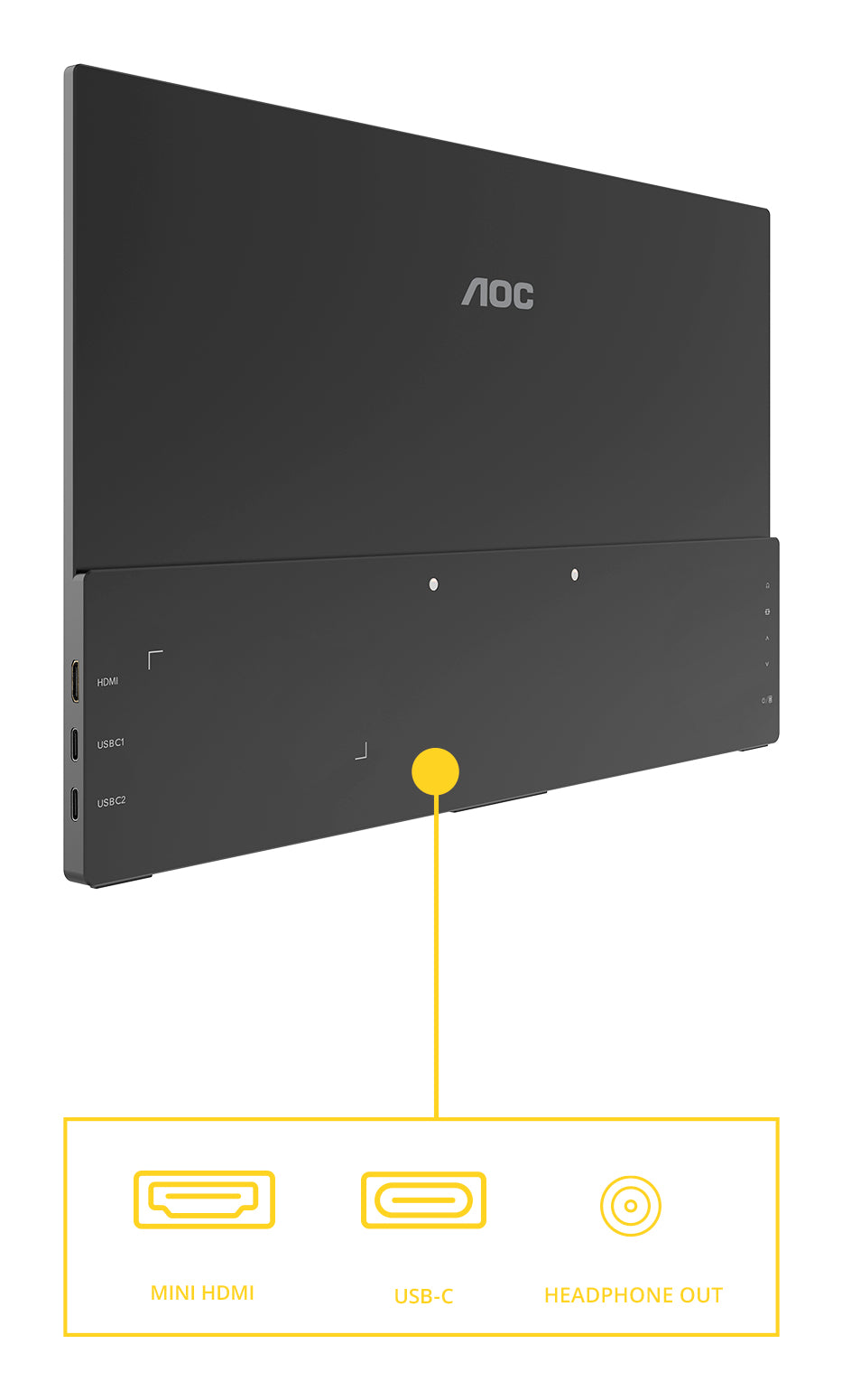 AOC 16T20E2 Bærbart tv og skærm Bærbar skærm Sort 39,6 cm (15.6) LED 1920 x 1080 pixel - vue 3