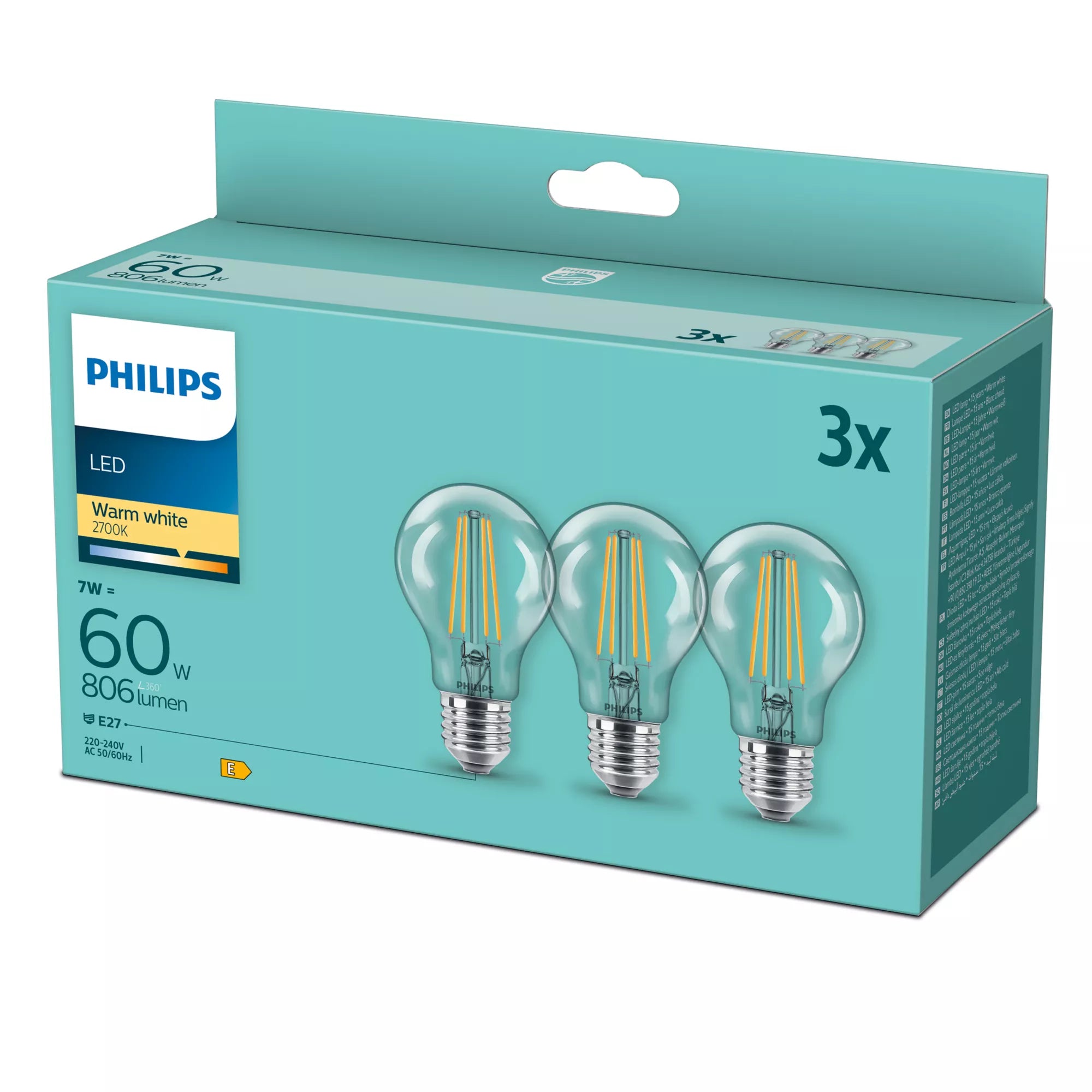 Philips 8718699777777 ampoule LED Blanc chaud 2700 K 7 W E27 E