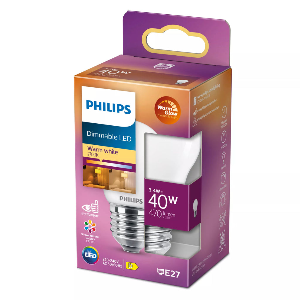 Philips Ampoule flamme dépolie à filament 40 W P45 E27