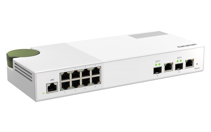 QNAP QSW-M2108-2C Commutateur Réseau Géré L2 2.5G Ethernet, 2 ports combo 10GbE SFP+/RJ45, 8 ports 2.5GbE, Gris et Blanc
