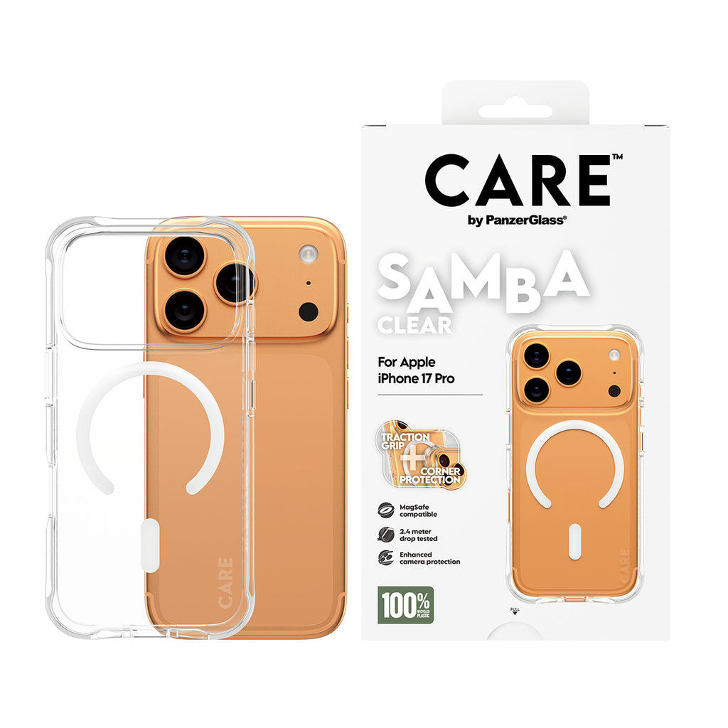 PanzerGlass CARE Samba Case Transparent avec MagSafe pour iPhone 17 Pro