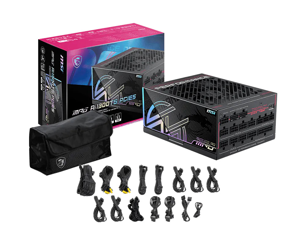 MSI MPG Ai1300TS PCIE5 unité d'alimentation d'énergie 1300 W 24-pin ATX ATX Noir