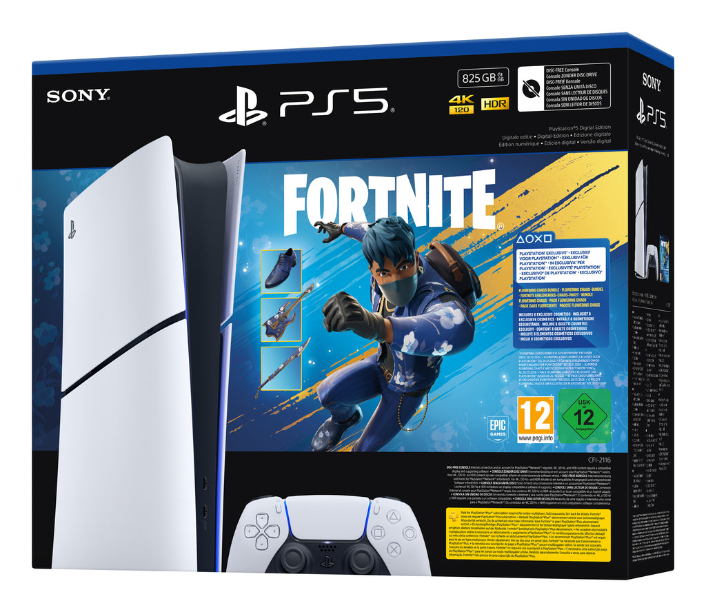 Sony PlayStation 5 Digital Edition - Fortnite Flowering Chaos Bundle 825 GB Wi-Fi, Blanc