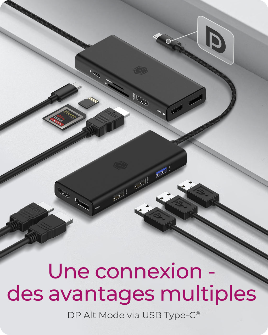 ICY BOX IB-DK4011-CPD Avec fil USB 3.2 Gen 1 (3.1 Gen 1) Type-C Noir - vue 2