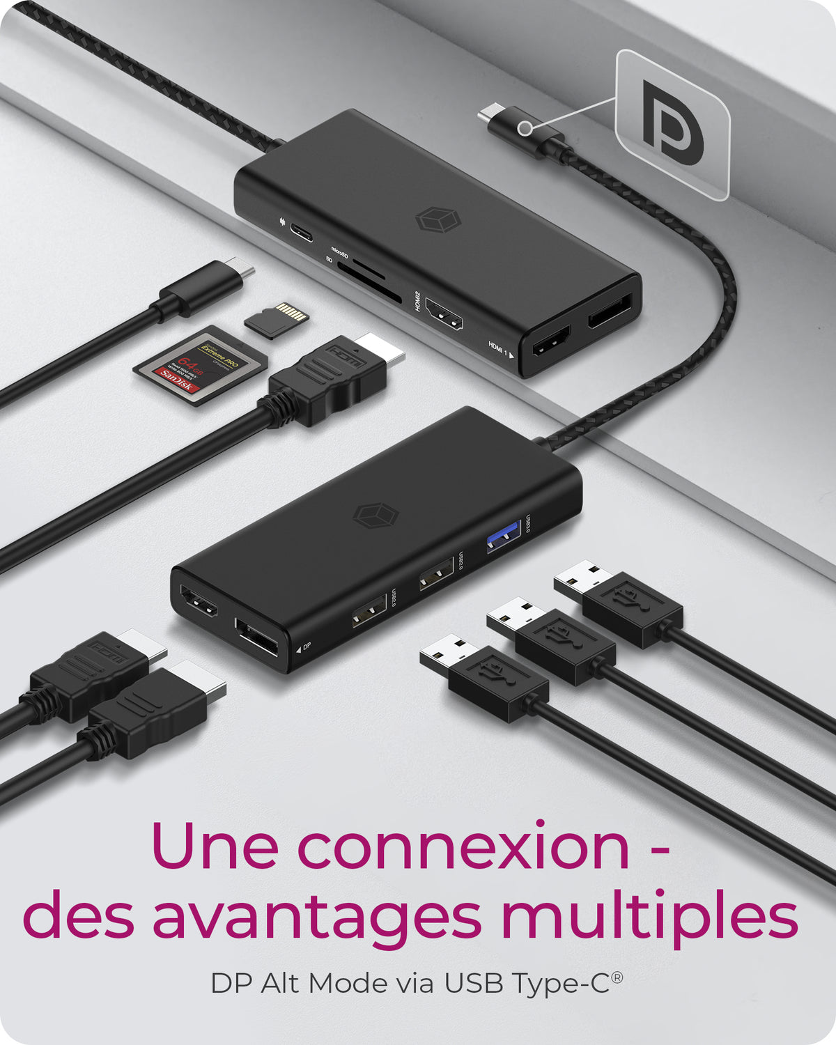 ICY BOX IB-DK4011-CPD Avec fil USB 3.2 Gen 1 (3.1 Gen 1) Type-C Noir - vue 2