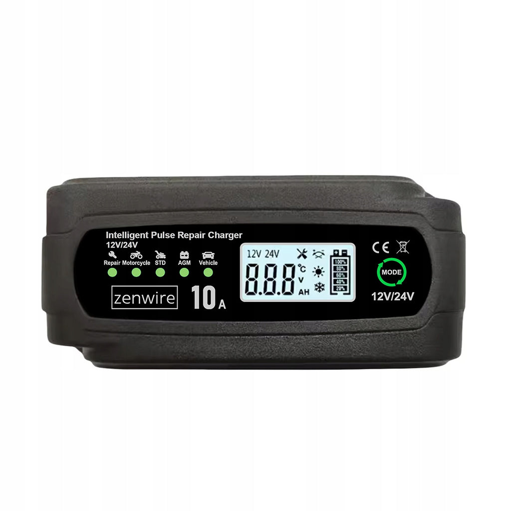 Chargeur-redresseur de batterie de voiture avec fonction de réparation 12 V, 24 V, 10 A Zenwire JMD-10