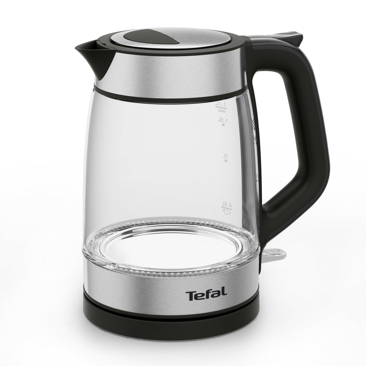 Tefal Glass Kettle KI605830 bouilloire 1,7 L 2200 W Noir, Argent, Transparent