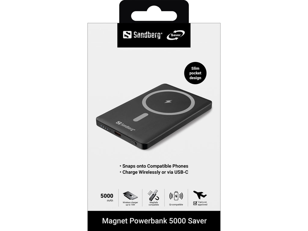 Sandberg 320-96 banque d'alimentation électrique Lithium 5000 mAh Recharge sans fil Noir - vue 4