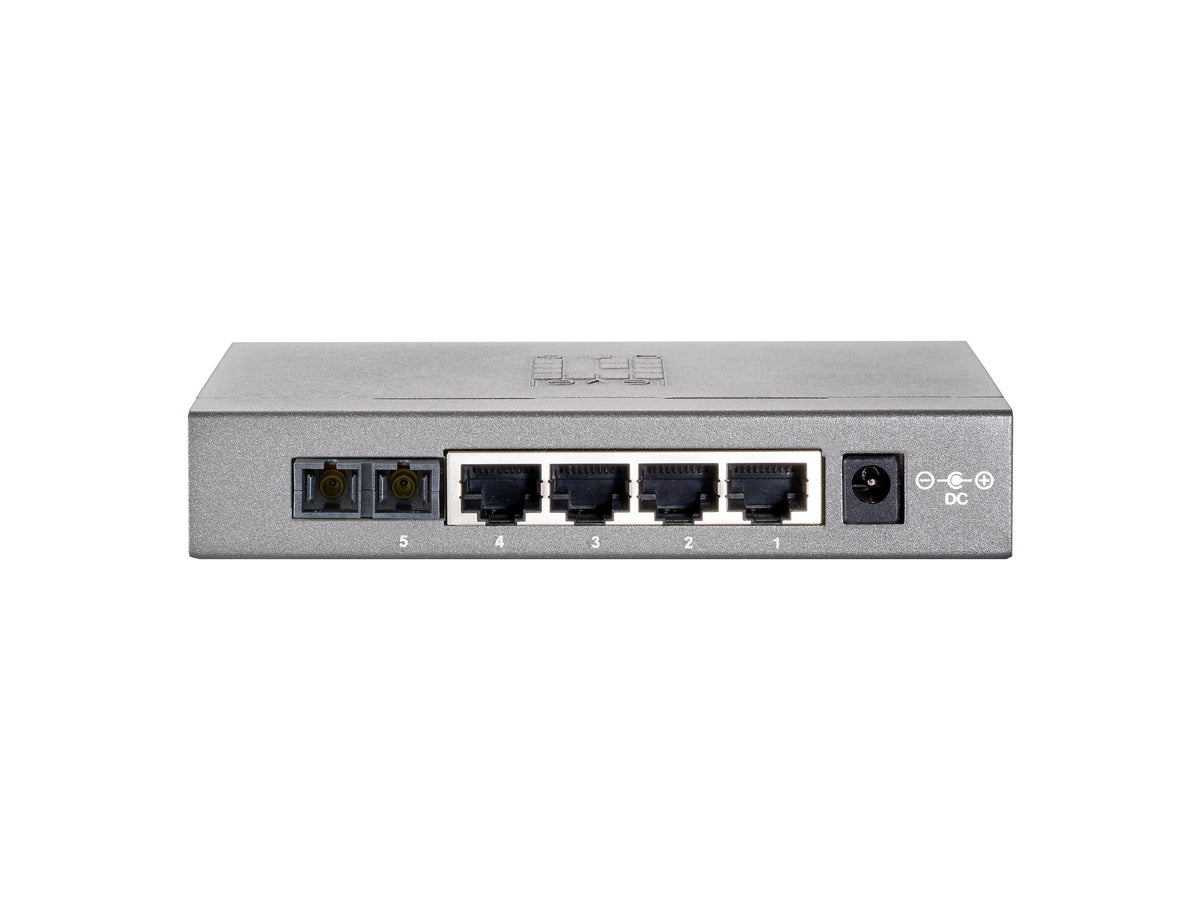 LevelOne FEU-0511 Commutateur Réseau Fast Ethernet 10/100, 4 Ports RJ45 et 1 Port Fibre 100BaseFX, Noir et Gris