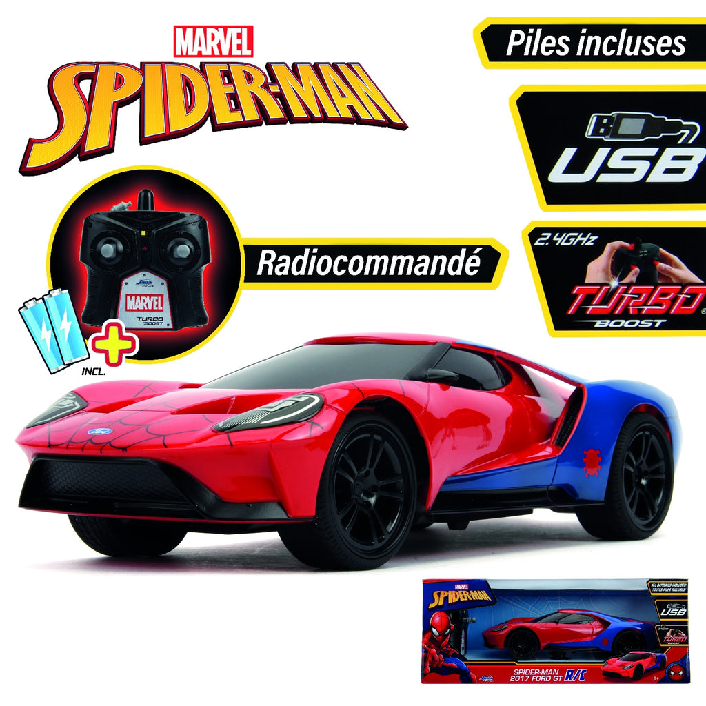 Smoby Véhicule Jada Spiderman - Voiture radiocommandee ford GT 1/16