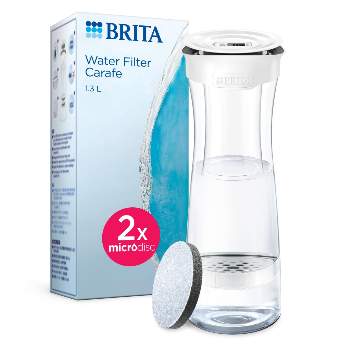 Brita Bouteille filrante blanc graphite (1,3 L), 2 filtres MicroDisc inclus
