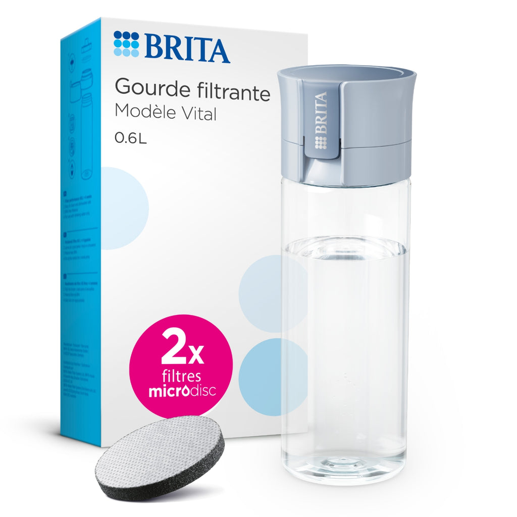 Brita Gourde filtrante Vital (600ml) bleu clair + 2 filtres MicroDisc