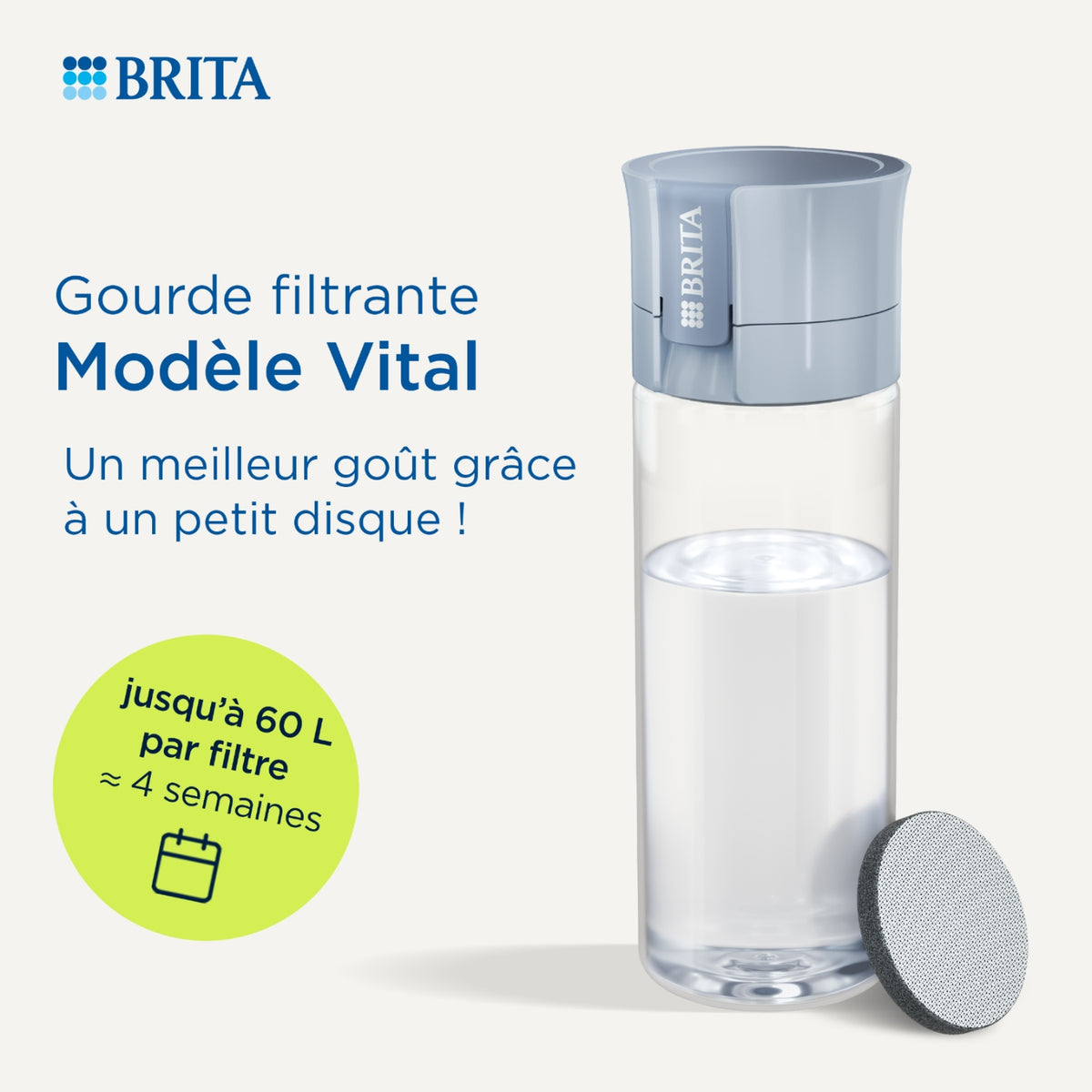 Brita Gourde filtrante Vital (600ml) bleu clair + 2 filtres MicroDisc