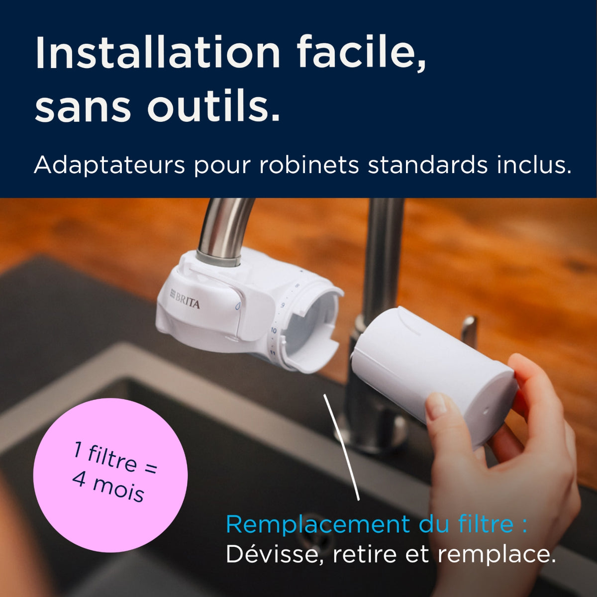 Brita Système de filtration sur robinet ON TAP (4 mois) + 1 filtre ON TAP V