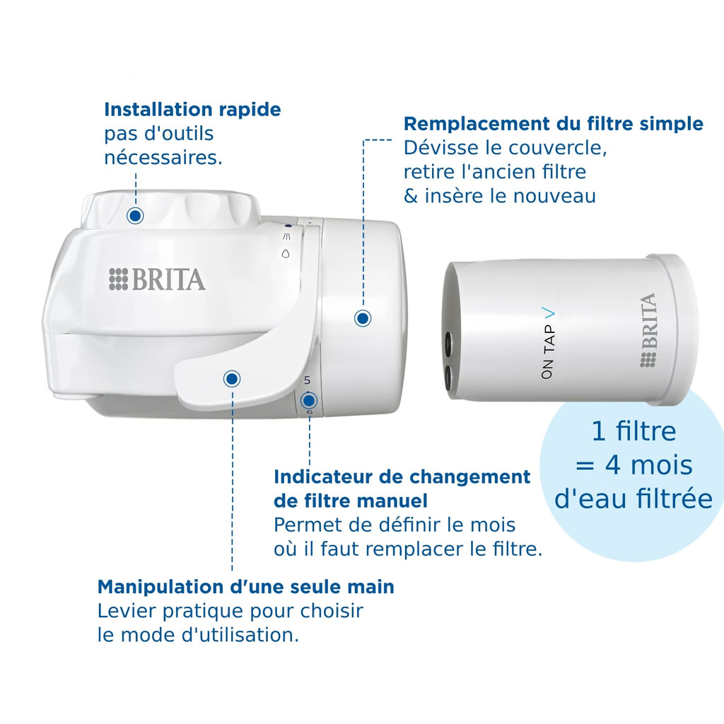Brita Système de filtration sur robinet ON TAP (4 mois) + 1 filtre ON TAP V