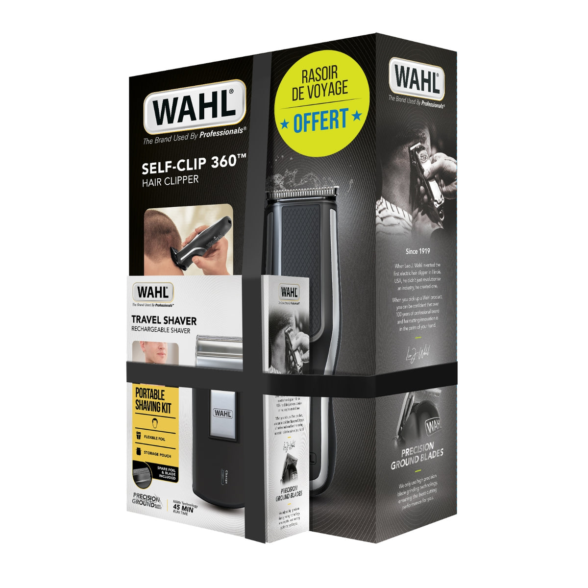 WAHL Pack Tondeuse Self-Clip 360 + Rasoir de voyage rechargeable