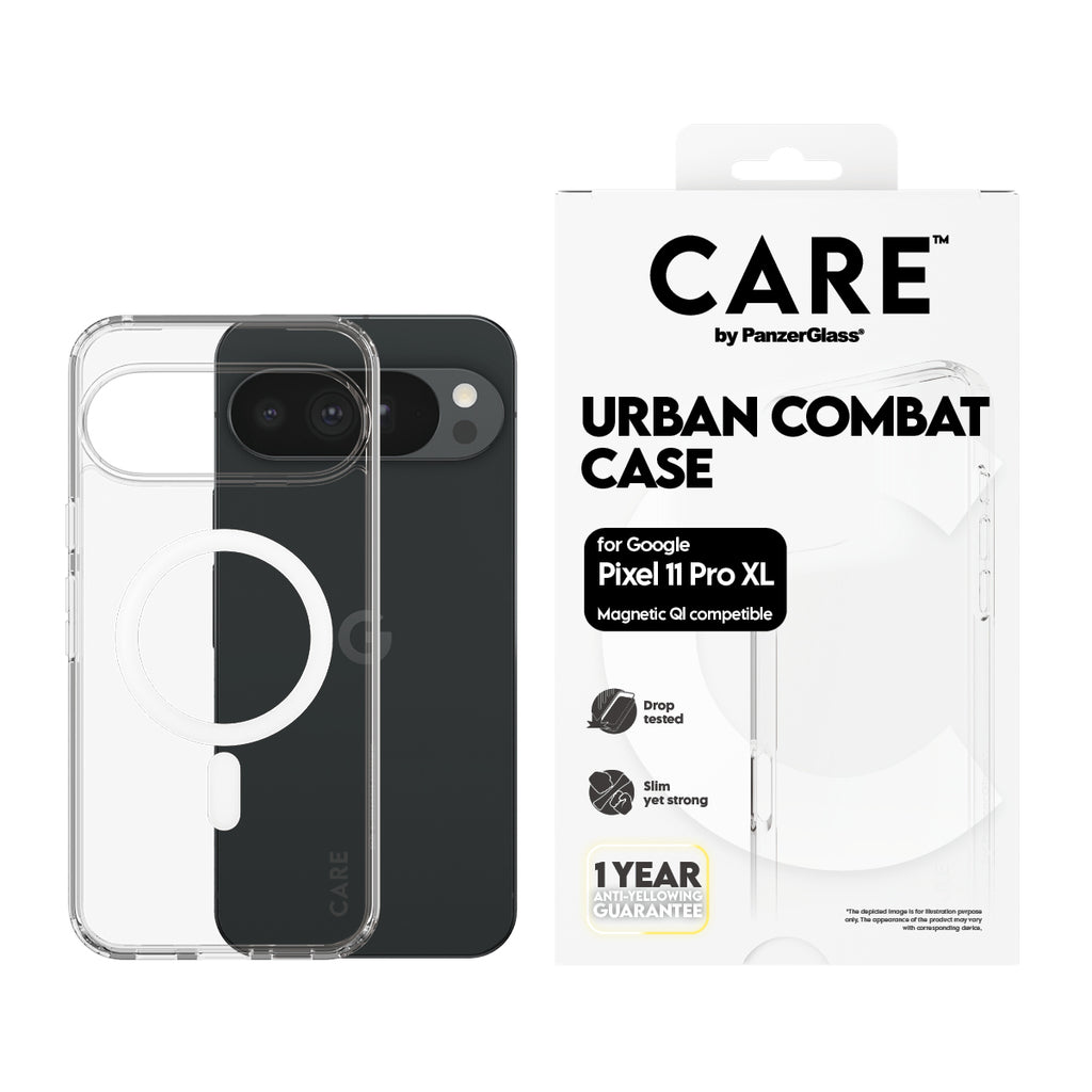 PanzerGlass CARE™ by ® Urban Combat Case Transparent w. White Qi Google Pixel 11 Pro XL coque de protection pour télépho