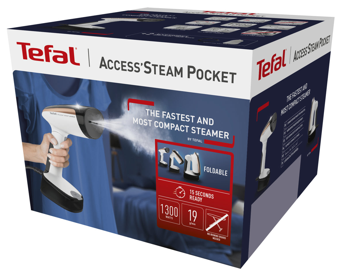 Tefal Access Steam DT3030 Défroisseur vapeur portatif 0,12 L 1300 W Noir, Or rose, Blanc