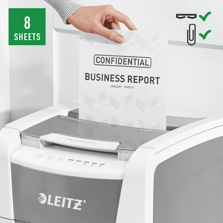 Leitz 80130000 destructeur de papier Destruction croisée 55 dB 22 cm Gris, Blanc