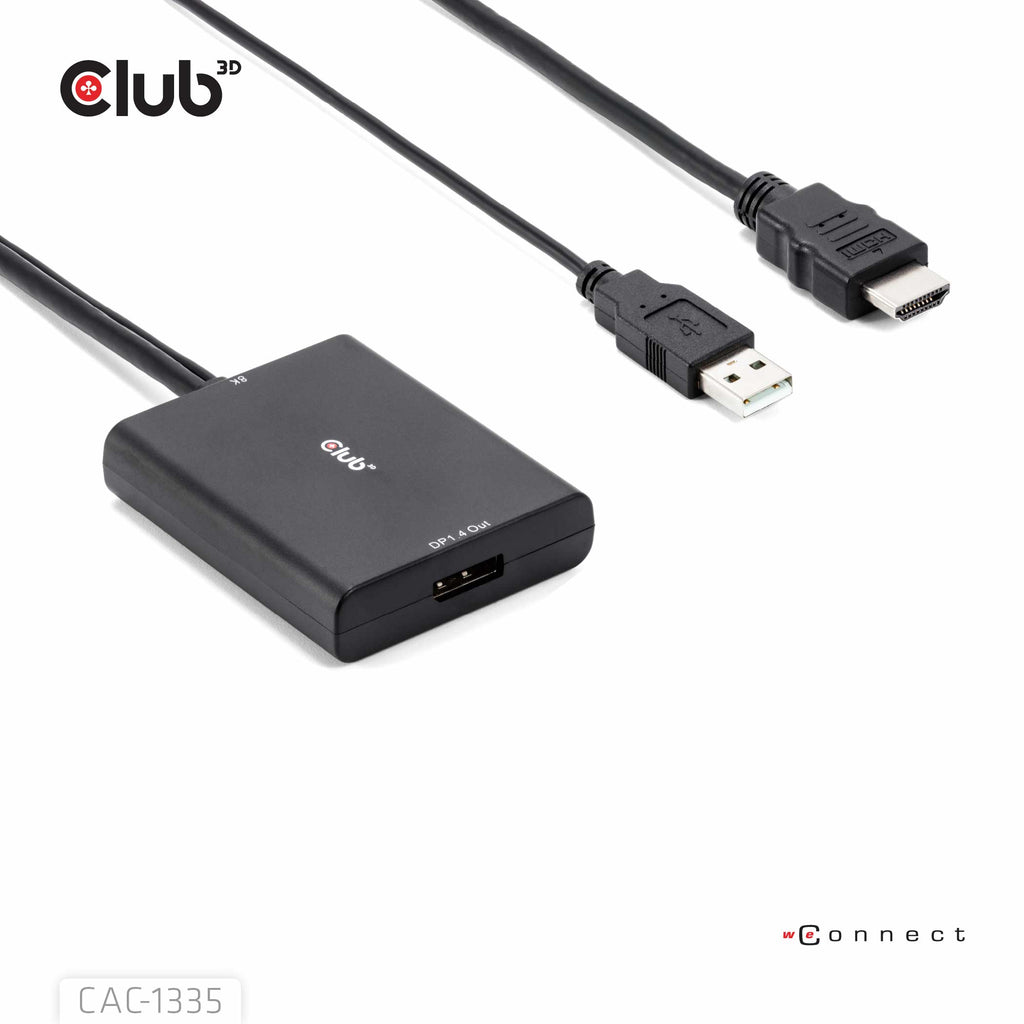 CLUB3D CAC-1335 Câble Adaptateur HDMI + USB vers DisplayPort, Noir, 1 m