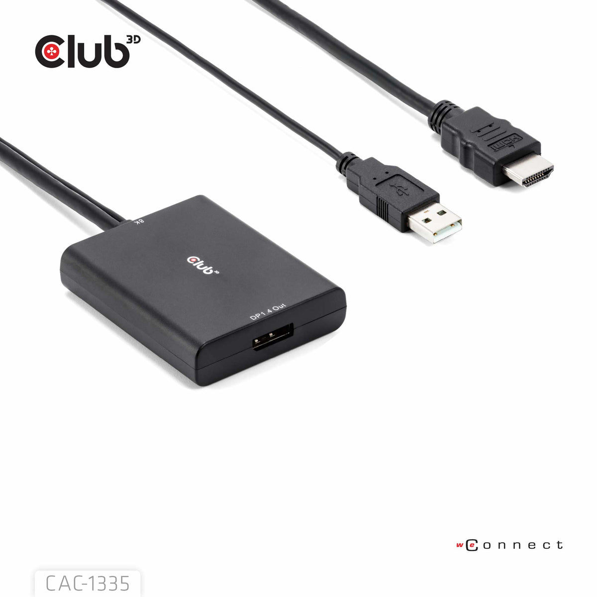 CLUB3D CAC-1335 Câble Adaptateur HDMI + USB vers DisplayPort, Noir, 1 m