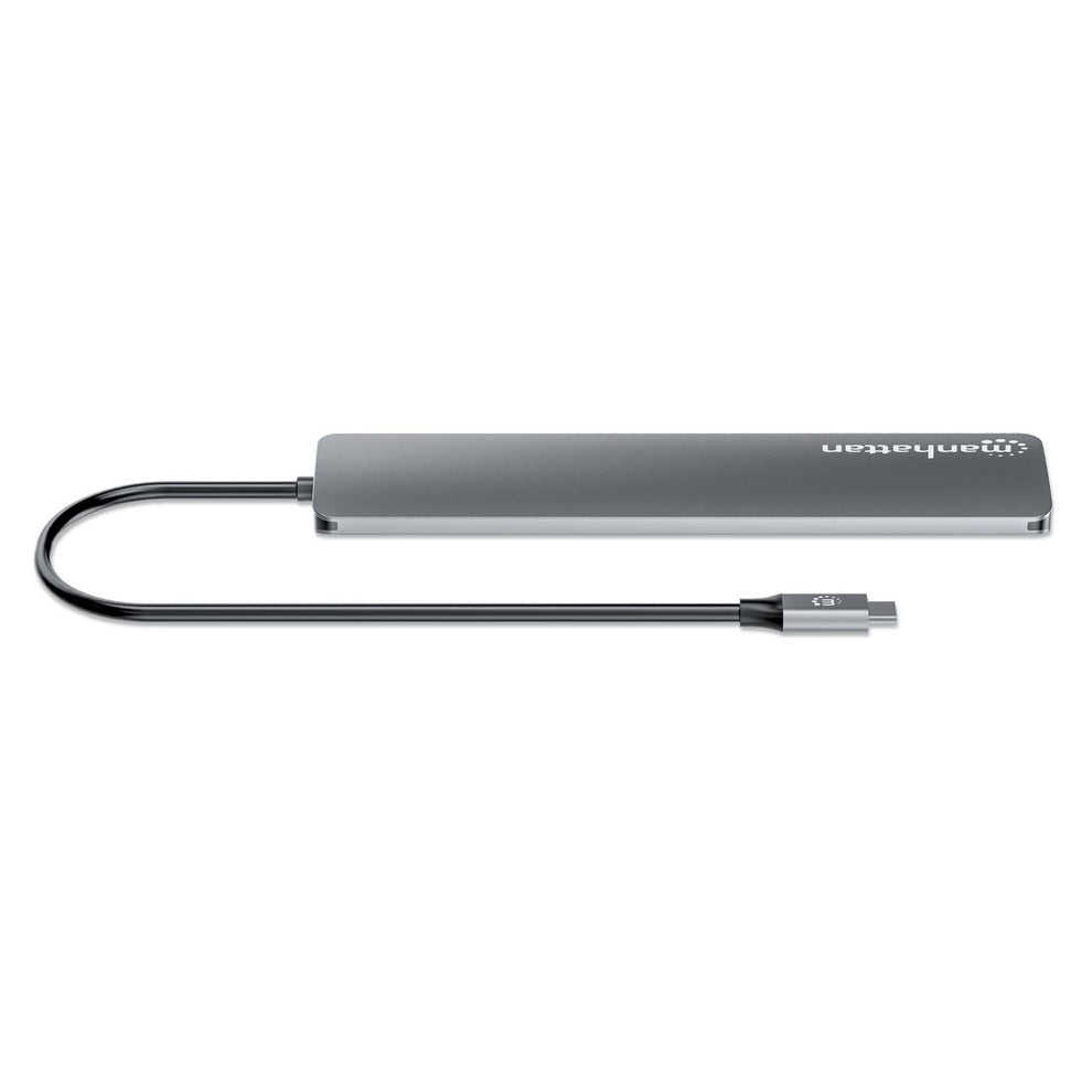 Manhattan Dock/hub USB-C, 7 ports : 3x USB-A + 4x USB-C, Pavec Power Delivery (PD) 100 W - nécessite un chargeur USB-C externe (non inclus). Alimenté par USB (aucune alimentation externe requise) lorsque le PD n’est pas utilisé, aluminium - vue 7