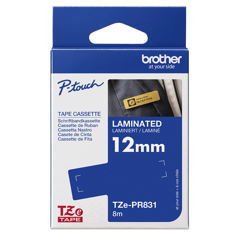 Brother TZe-PR831 ruban d'étiquette noir sur or premium - 12mm - vue 3