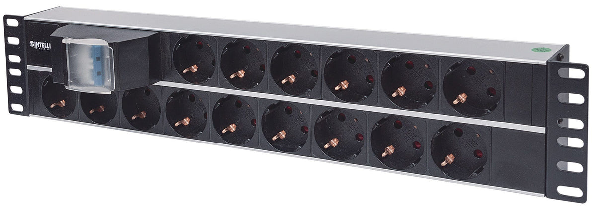 Intellinet Unité de distribution d’alimentation (PDU) 19" 2U à 15 prises EU, avec double interrupteur, unité de distribu
