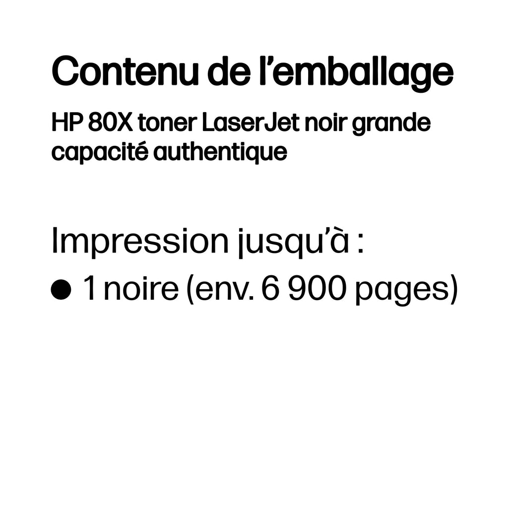 HP 80X toner LaserJet noir grande capacité authentique