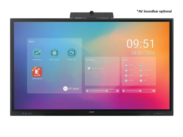 Sharp PN-LC862 Écran plat de signalisation numérique 2,18 m (86") LCD Wifi 450 cd/m² 4K Ultra HD Noir Écran tactile Intégré dans le processeur Android 11 16/7