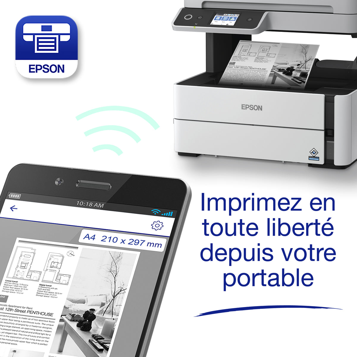 Epson EcoTank ET-M3180 Imprimante Jet d'encre A4, 1200 x 2400 DPI, 39 ppm, Wifi