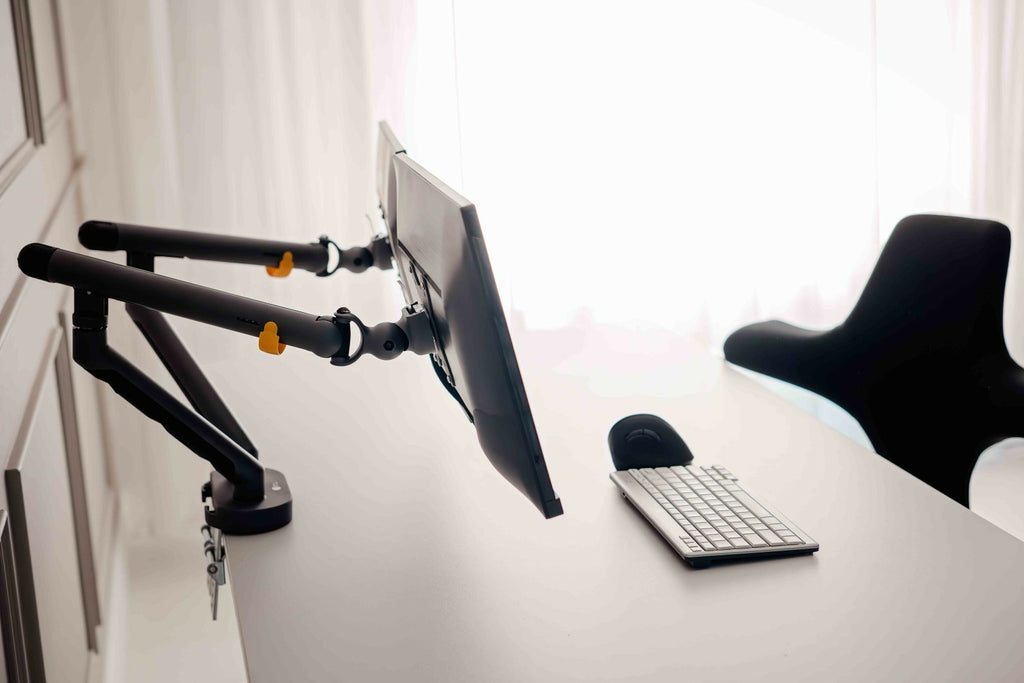 Support Double Bras pour Moniteur BE Flexible Dual, Gris Foncé