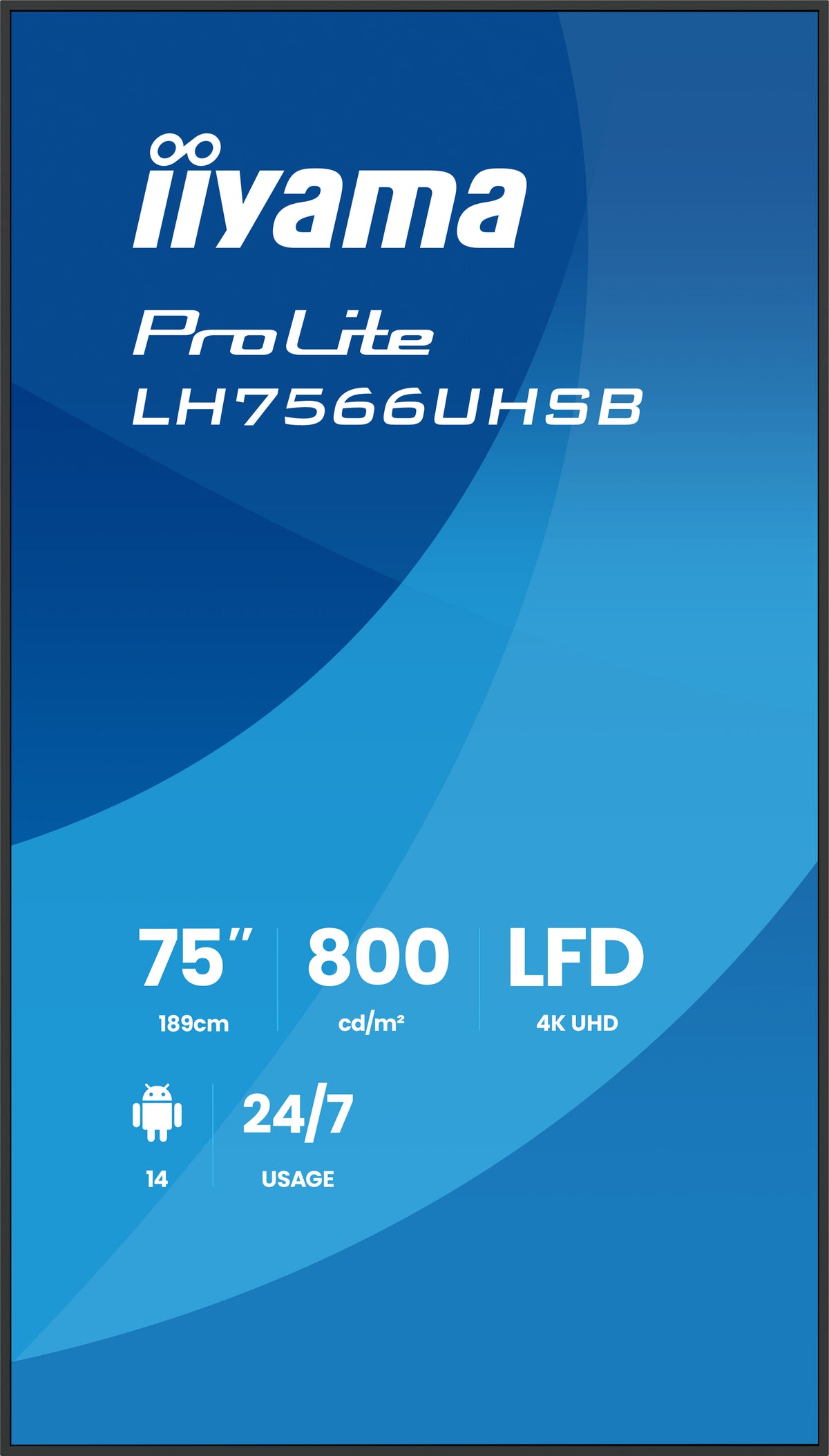 iiyama LH7566UHSB-B1AG Écran d'affichage dynamique Écran plat de signalisation numérique 190,5 cm (75") LCD Wifi 800 cd/