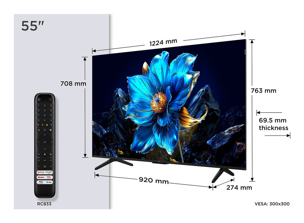 TCL P7K 55P7K TV 139,7 cm (55") 4K Ultra HD Smart TV Wifi Métallique 450 cd/m²