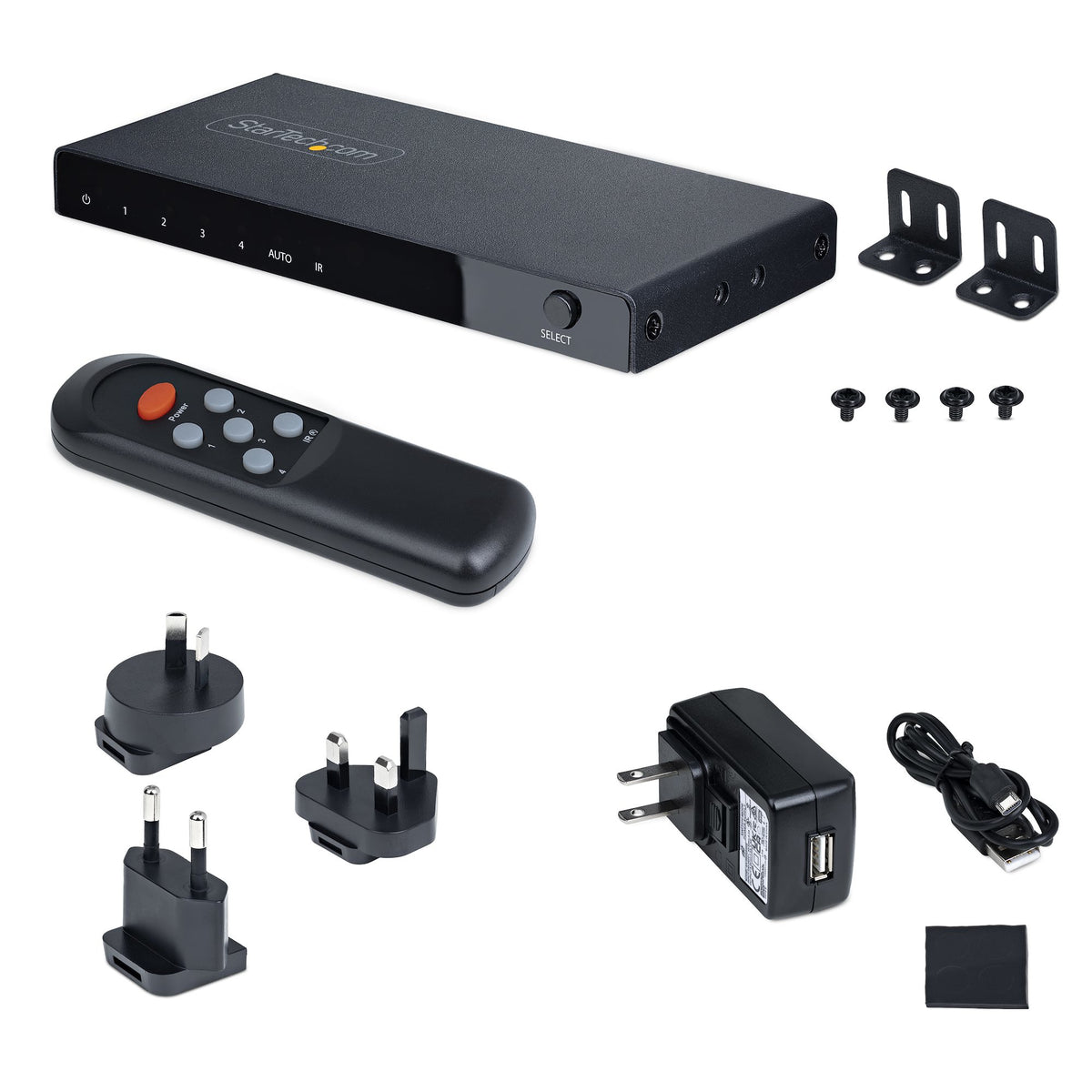 StarTech.com Switch HDMI 8K 4 ports, HDMI 2.1 4K 120Hz HDR10+, 8K 60Hz UHD, 4 Entrées 1 Sortie, Commutation Auto/Manuell