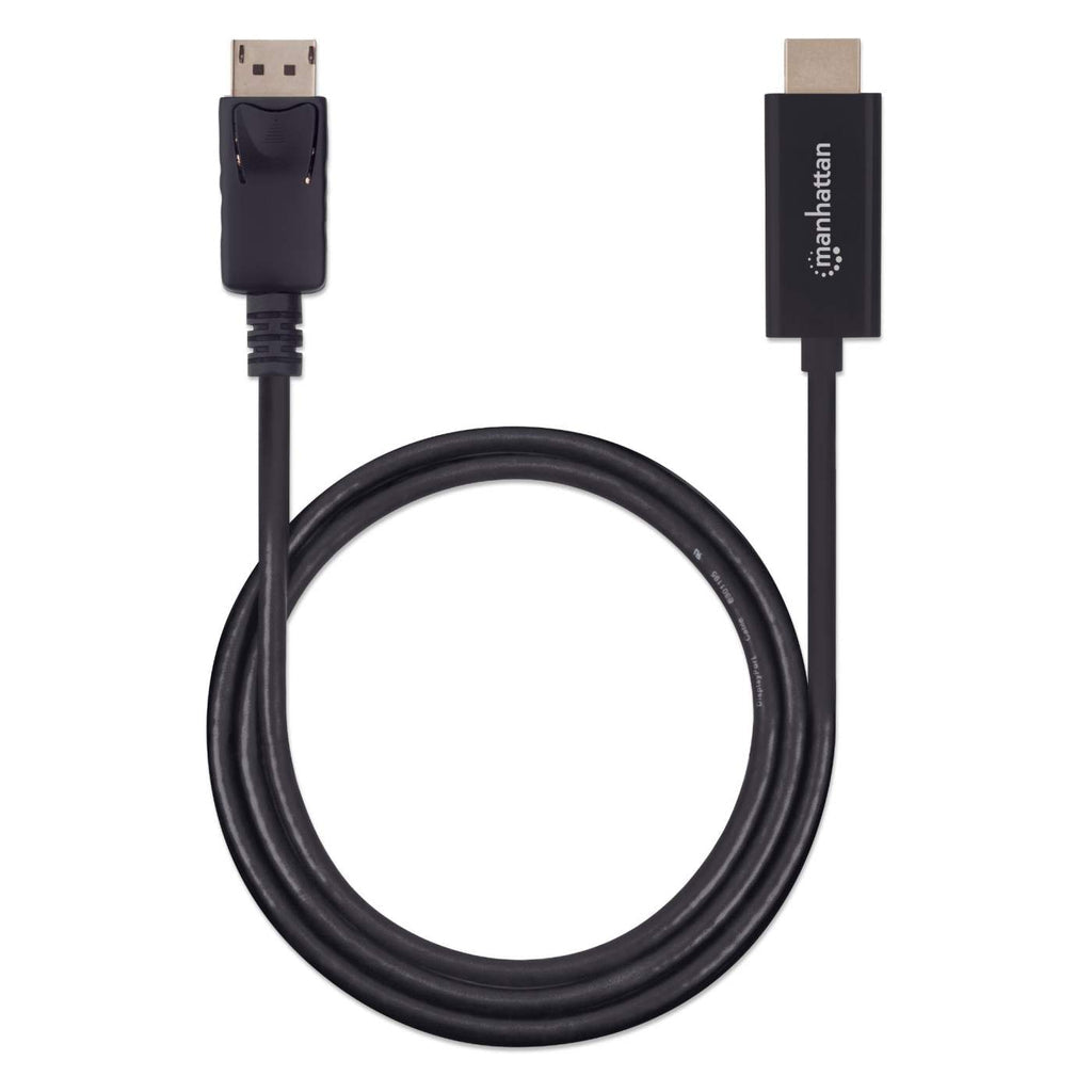 Manhattan Câble DisplayPort 1.2 vers HDMI, 4K à 60 Hz, 1,8 m, mâle à mâle, DP avec verrouillage, non bidirectionnel, noi