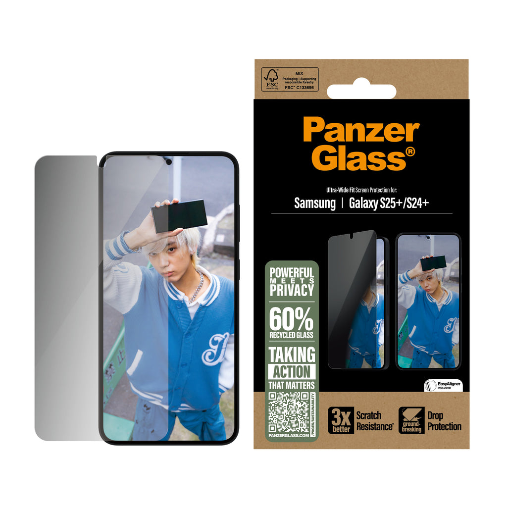 PanzerGlass PanzerGlass ® Privacy Screen Protector Samsung Galaxy S25+ | S24+ | Ultra-Wide Fit Protection d'écran transparent 1 pièce(s)