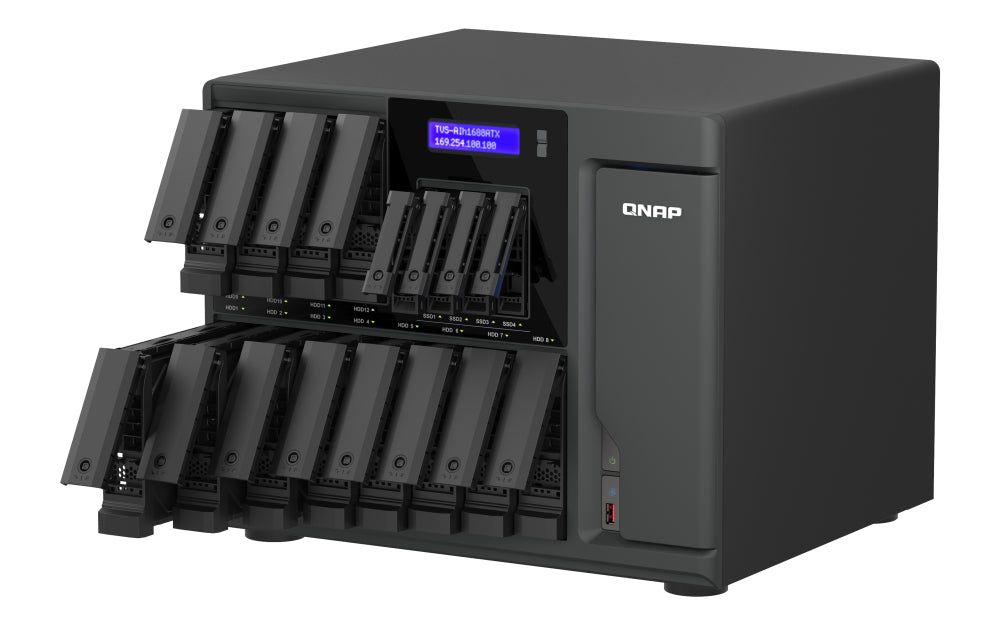 QNAP TVS-AIH1688ATX-U7-32G serveur de stockage NAS Tower 32 Go DDR5 0 To QuTS hero Noir
