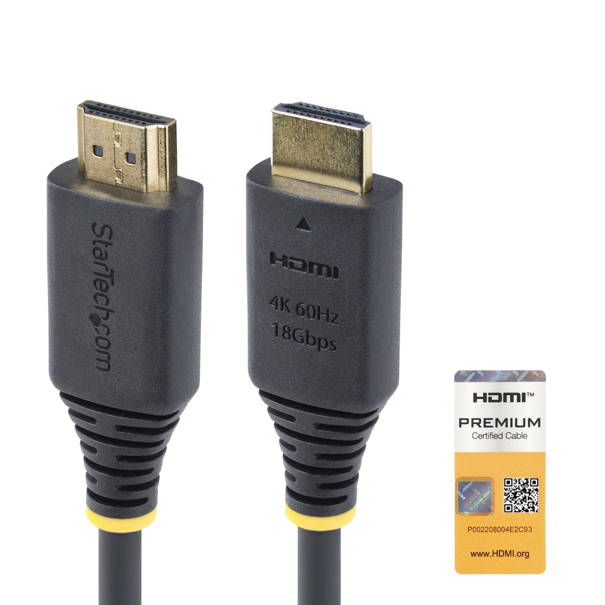 StarTech.com Câble HDMI 2.0 Premium Certifié 50cm, 4K 60Hz, 18Gbps, HDR10, HDCP 2.2, ARC