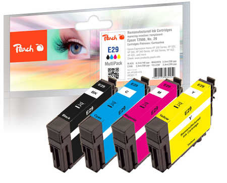 Peach 320117 Cartouches d'Encre Noir, Cyan, Magenta, Jaune