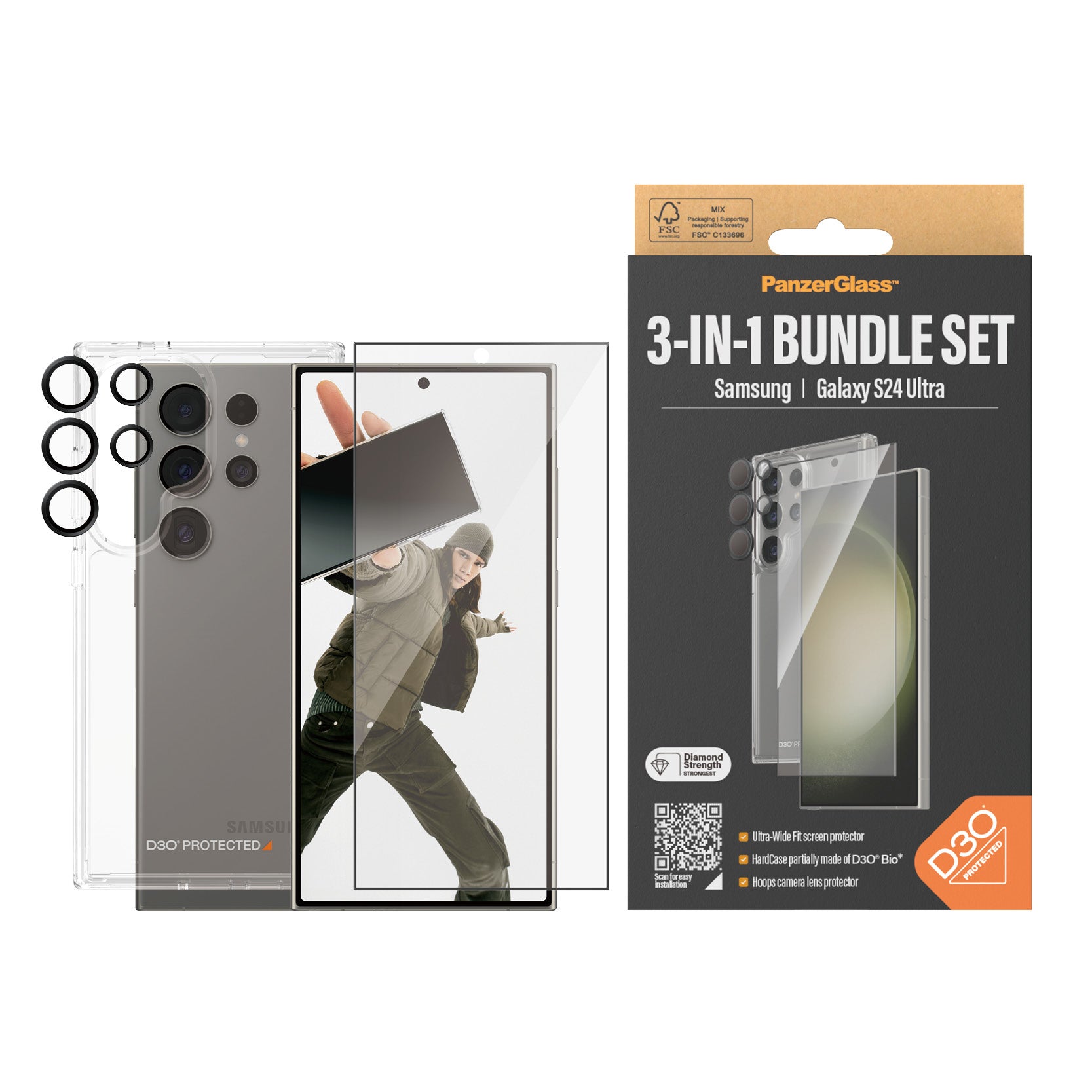 PanzerGlass PanzerGlass ® 3-in-1 Protection Bundle Samsung Galaxy S24 Ultra | Ultra-Wide Fit w. EasyAligner Protection d'écran transparent 1 pièce(s)