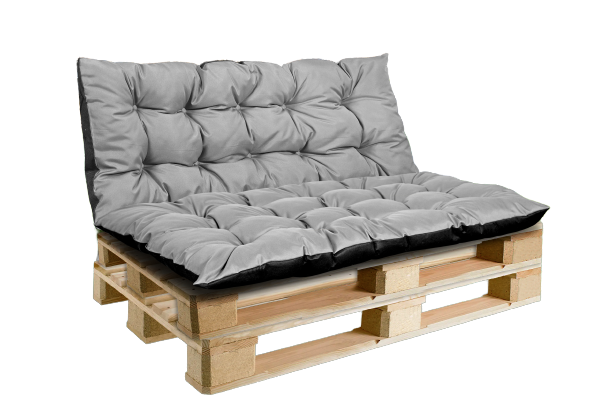Zestaw Poduszka ogrodowa 120/80 cm + 120/40 cm na ławkę palety wodoodporna szara