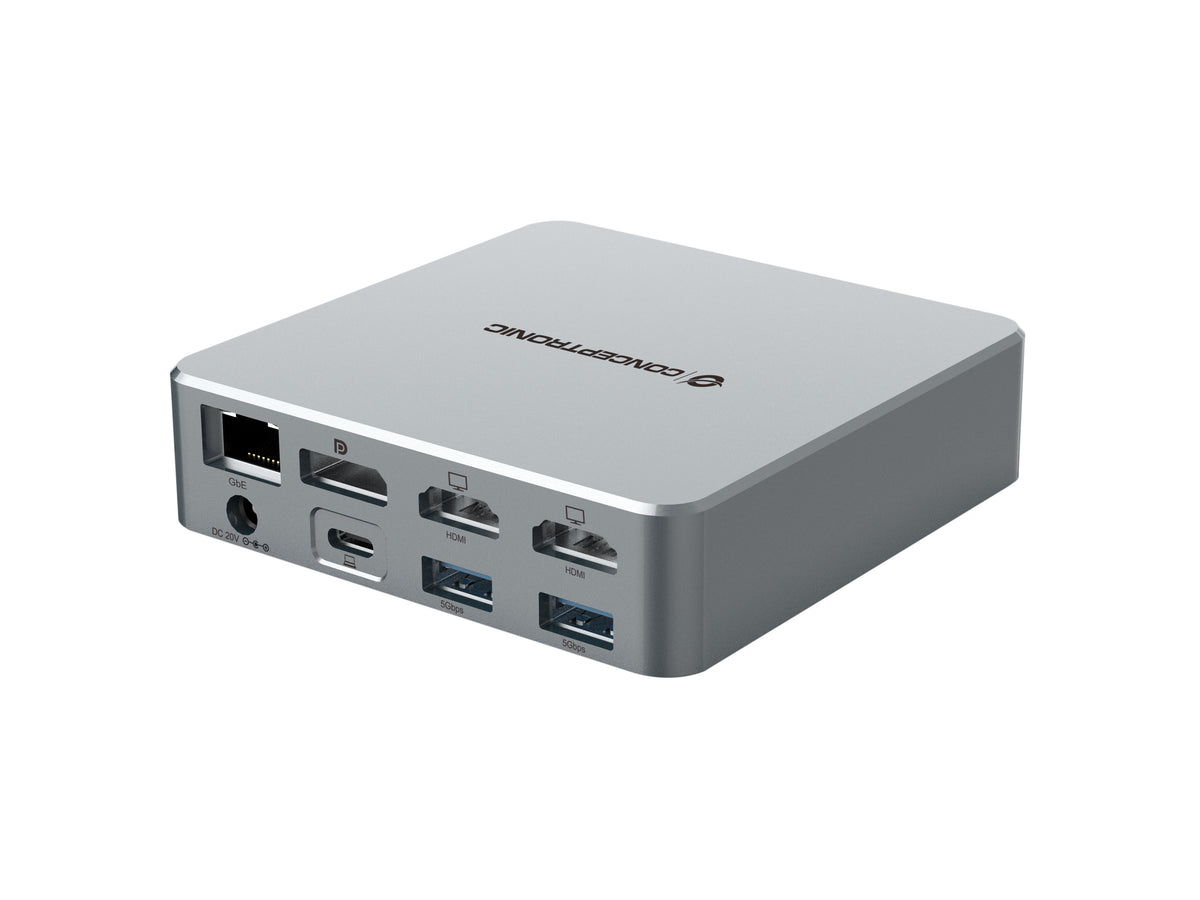 Conceptronic DONN25G Station d'accueil USB 3.2 Gen 2 Type-C, 4K Ultra HD, Argent