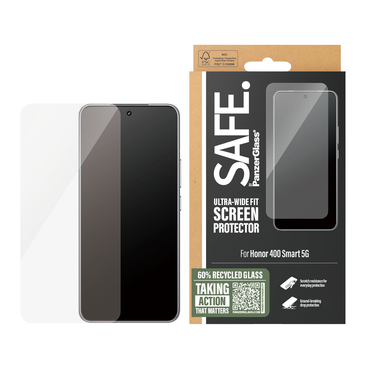 PanzerGlass SAFE. by ® Screen Protector Honor 400 Smart 5G | Ultra-Wide Fit Protection d'écran transparent 1 pièce(s)