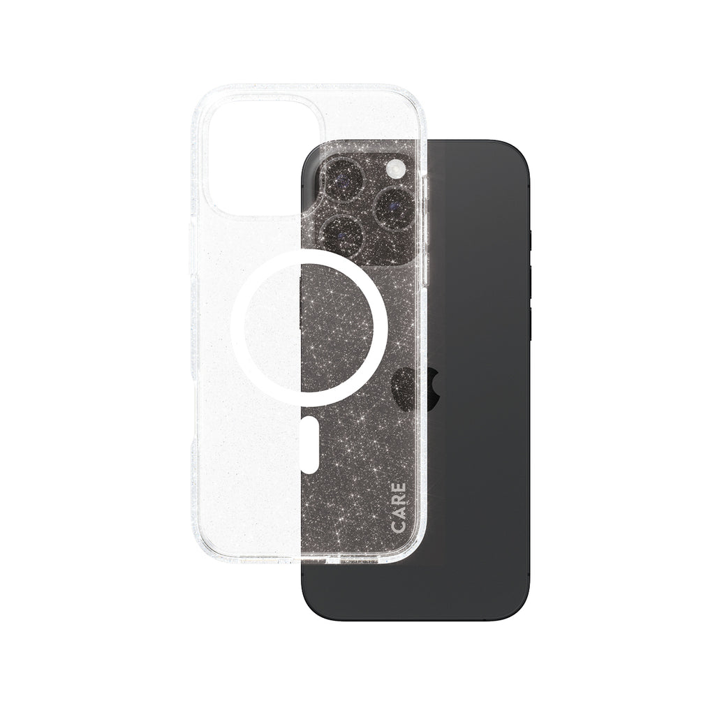 PanzerGlass CARE Star Lit Case avec MagSafe pour iPhone 16 Pro Max, Coque de Protection Transparente
