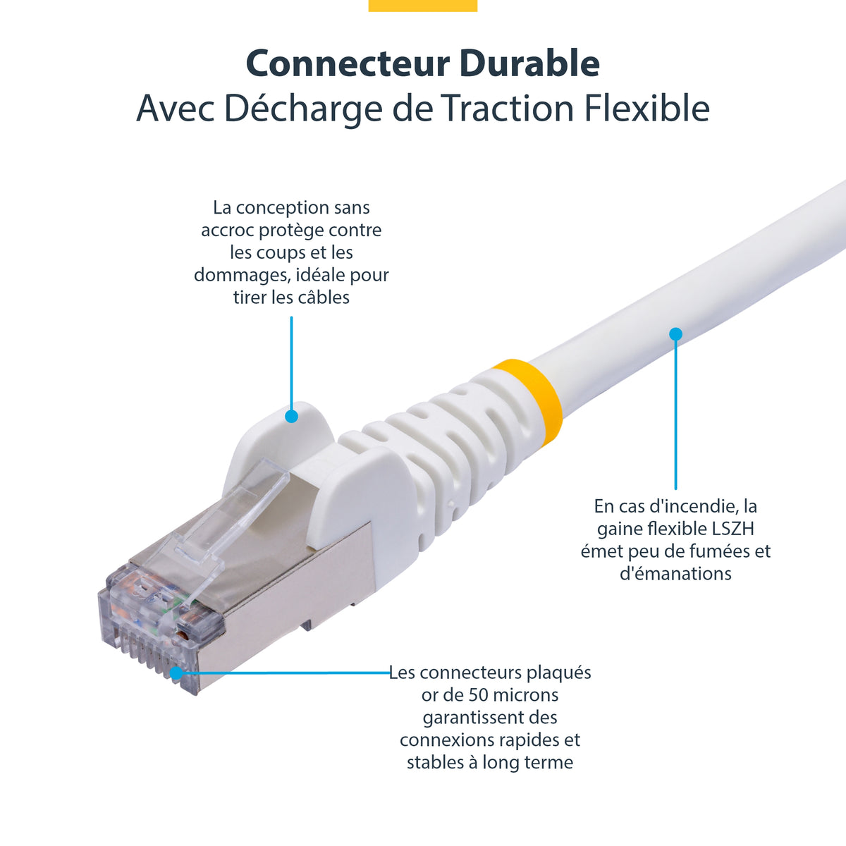 StarTech.com Câble Ethernet CAT8 Blanc de 5m, RJ45 Snagless, 25G/40G, 2000MHz, 100W PoE++, S/FTP, Fil de Cuivre Pur 26AWG, LSZH, Cordon de Raccordement Réseau Blindé avec Serre-Câble, Testé par Fluke Channel - vue 6
