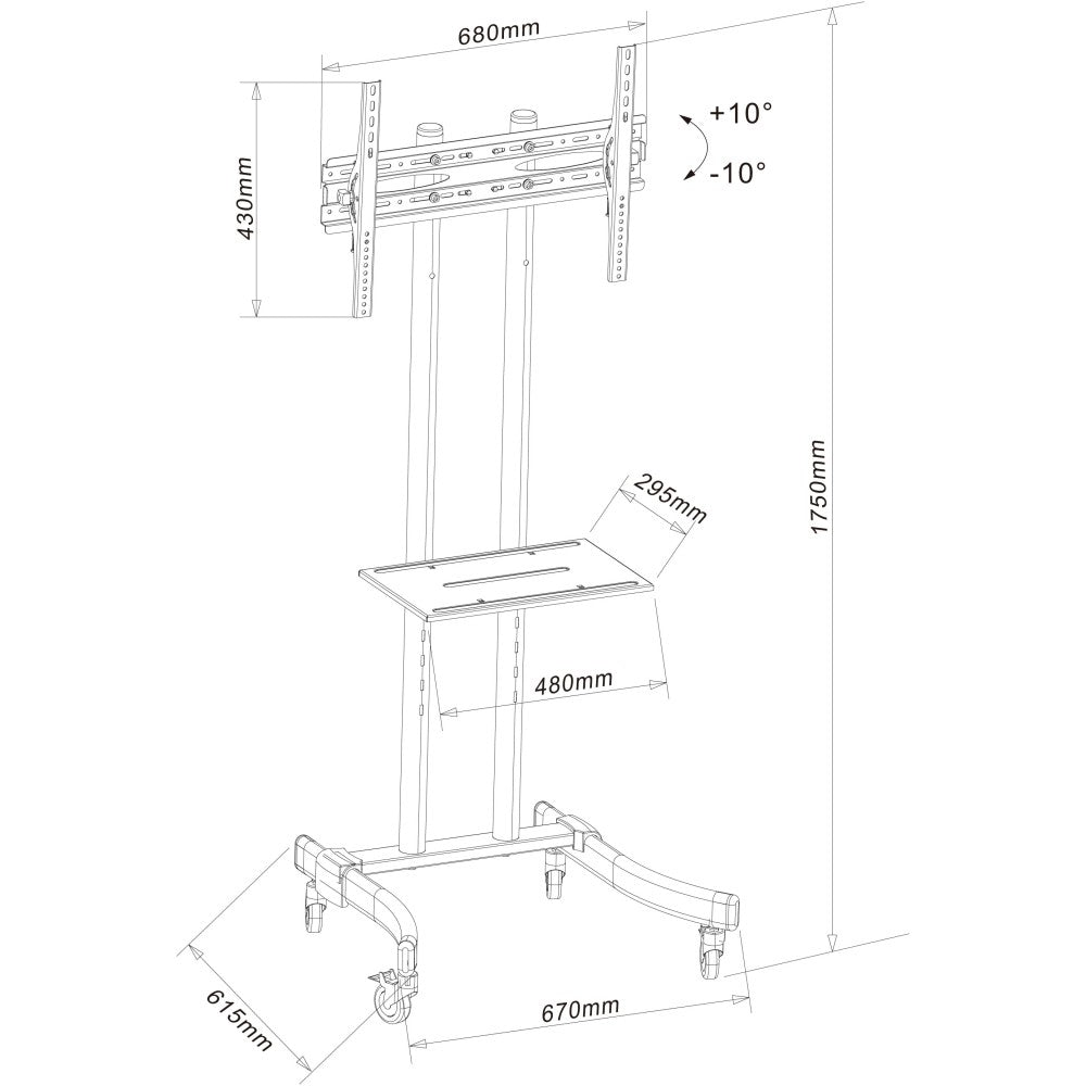 Techly ICA-TR23 Support TV et centre de divertissement 1 étagères